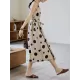 Contrast Color Pleated Polka-Dot Split-Joint Tied Waist Loose Sleeveless Round-Neck Midi Dresses