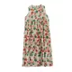 Floral Printed Pleated Split-Joint Loose Sleeveless Round-Neck Midi Dresses