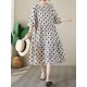 Polka Dot Split-Joint Half Sleeves Loose Midi Dresses