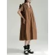 Adjustable Drawstring Pleated Solid Color Loose Raglan Sleeve V-Neck Shirt Dress Midi Dresses