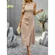 Hollow Solid Color Split-side Sleeveless Round-neck Midi Dresses