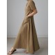 Simple Casual Solid Color Pleated Midi Dress