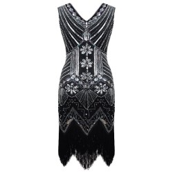 Evening H-Line Beads Sequined Tasseled Midi Dresses