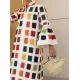 Original Flared Sleeves Split-Joint Multi-Colored Plaid Midi Dress