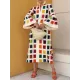 Original Flared Sleeves Split-Joint Multi-Colored Plaid Midi Dress