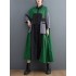 Vintage Loose Long Sleeves Contrast Color Polo Midi Dresses