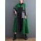 Vintage Loose Long Sleeves Contrast Color Polo Midi Dresses