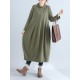 Casual Loose Plus Size Solid Color Hooded Midi Dresses