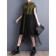 Gauze Pockets Split-Joint Tasseled Short Sleeves Lapel Midi Dresses