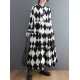 Buttoned Plaid A-Line Long Sleeves Polo Midi Dresses