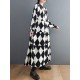 Buttoned Plaid A-Line Long Sleeves Polo Midi Dresses