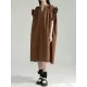 Drawstring Falbala Pleated Solid Color Batwing Sleeves Loose V-Neck Shirt Dress Midi Dresses