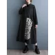 Asymmetric Buttoned Pleated Printed Split-Joint A-Line Long Sleeves Lapel Shirt Dress Midi Dresses