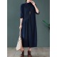 Original Solid High-Neck Knitting Dress