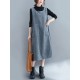 Corduroy Sleeveless Split-Joint Round-Neck Midi Dress