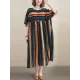 Original Cotton Blend Stripe Half Sleeve Maxi Dress