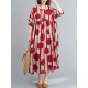 Original Polka-Dot Split-Joint Round-Neck Midi Dress