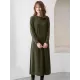 Simple Solid Color Round-Neck A-Line Midi Dress