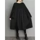 Simple Loose Black Split-Joint Long Sleeves Midi Dress