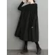 Simple Loose Black Split-Joint Long Sleeves Midi Dress