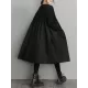 Simple Loose Black Split-Joint Long Sleeves Midi Dress