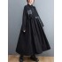 Original Loose Denim Split-Joint Tied Lapel Collar Long Sleeves Midi Dress