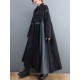 Original Loose Denim Split-Joint Tied Lapel Collar Long Sleeves Midi Dress