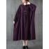 Pleated Solid Color Loose Puff Sleeves Stand Collar Midi Dresses