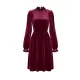 Hollow Ruffled Solid Color Velvet A-Line High Waisted Mock Neck Mini Dresses