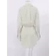 Buttoned Striped Flared Sleeves Long Sleeves Lapel Shirt Dress Mini Dresses