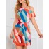 Contrast Color Hollow Split-Joint Loose One-Shoulder Mini Dresses