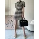 Original Plaid Knitting Lapel Collar Short Sleeves Mini Dress