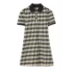 Original Plaid Knitting Lapel Collar Short Sleeves Mini Dress