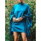 Going Out Loose Batwing Sleeves Buttoned Solid Color Mini Dresses