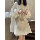 Urban Puff Sleeves Solid Color Round-Neck Mini Dress