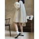 Urban Puff Sleeves Solid Color Round-Neck Mini Dress