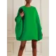 Simple Long Batwing Sleeves Solid Color Round-Neck Mini Dresses