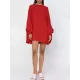 Simple Long Batwing Sleeves Solid Color Round-Neck Mini Dresses