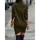 Casual Long Sleeves Solid Color High-Neck Mini Dresses