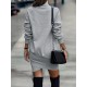 Casual Long Sleeves Solid Color High-Neck Mini Dresses