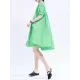 Asymmetric Pleated Solid Color Loose Short Sleeves Stand Collar Shirt Dress Mini Dresses