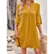 Falbala Solid Color Loose Short Sleeves V-Neck Mini Dresses