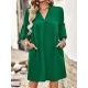 Falbala Solid Color Loose Short Sleeves V-Neck Mini Dresses