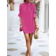 Solid Color Half Sleeves Loose High-Neck Mini Dresses