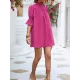 Solid Color Half Sleeves Loose High-Neck Mini Dresses