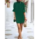 Solid Color Half Sleeves Loose High-Neck Mini Dresses