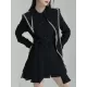 Asymmetric Buttoned A-Line High Waisted Lapel Mini Dresses