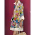 Long Sleeves Loose Printed Split-Joint Lapel Mini Dresses Shirt Dress