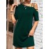 Asymmetric Solid Color Loose Short Sleeves One-shoulder Mini Dresses