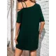 Asymmetric Solid Color Loose Short Sleeves One-shoulder Mini Dresses